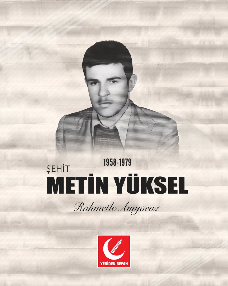 46 yıl önce Fatih Camii avlusunda şehit edilen dava adamı Metin Yüksel’i vefat yıl dönümünde rahmet ve minnetle yâd ediyorum.