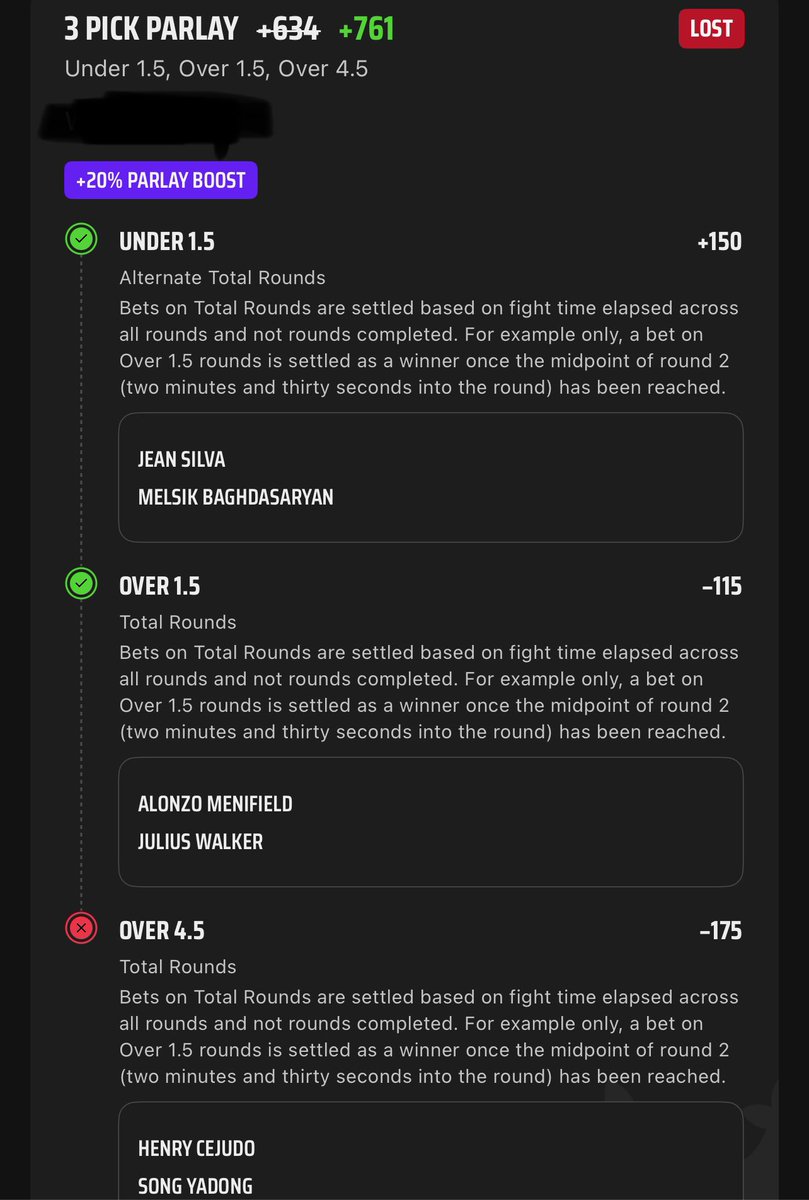 tailgatesportso's tweet photo. @DieHardMMAPod @JerrickReady @VictorD_37 Had a +761 riding on over 4.5 on DK. Sharps steamed the under so I full hedged the under 4.5 on BetRivers. Somehow voided on BetRivers and lost on DK. https://t.co/RCNbQvrZJI