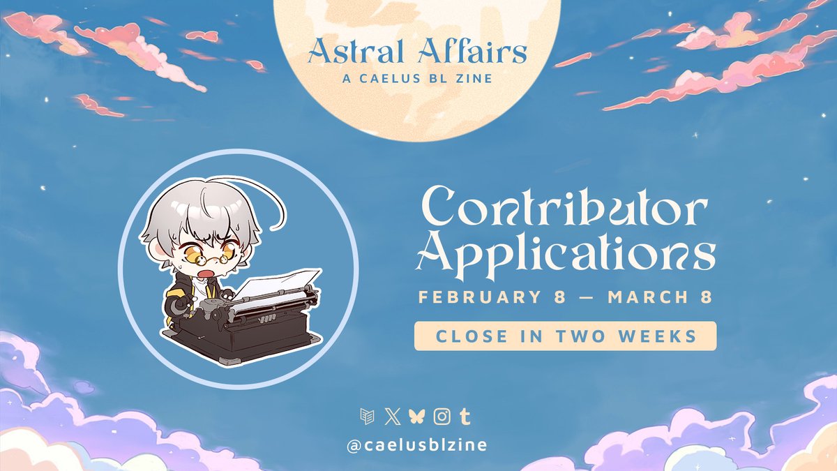 💫 Closing in 2 Weeks 💫

How time flies when you're flying through space... There are now 2 weeks left on the countdown, so be sure to fill out an application below before heading out on your next adventure!

📅 Contributor Apps close March 8th

#Caelus #allcae #allcaelus