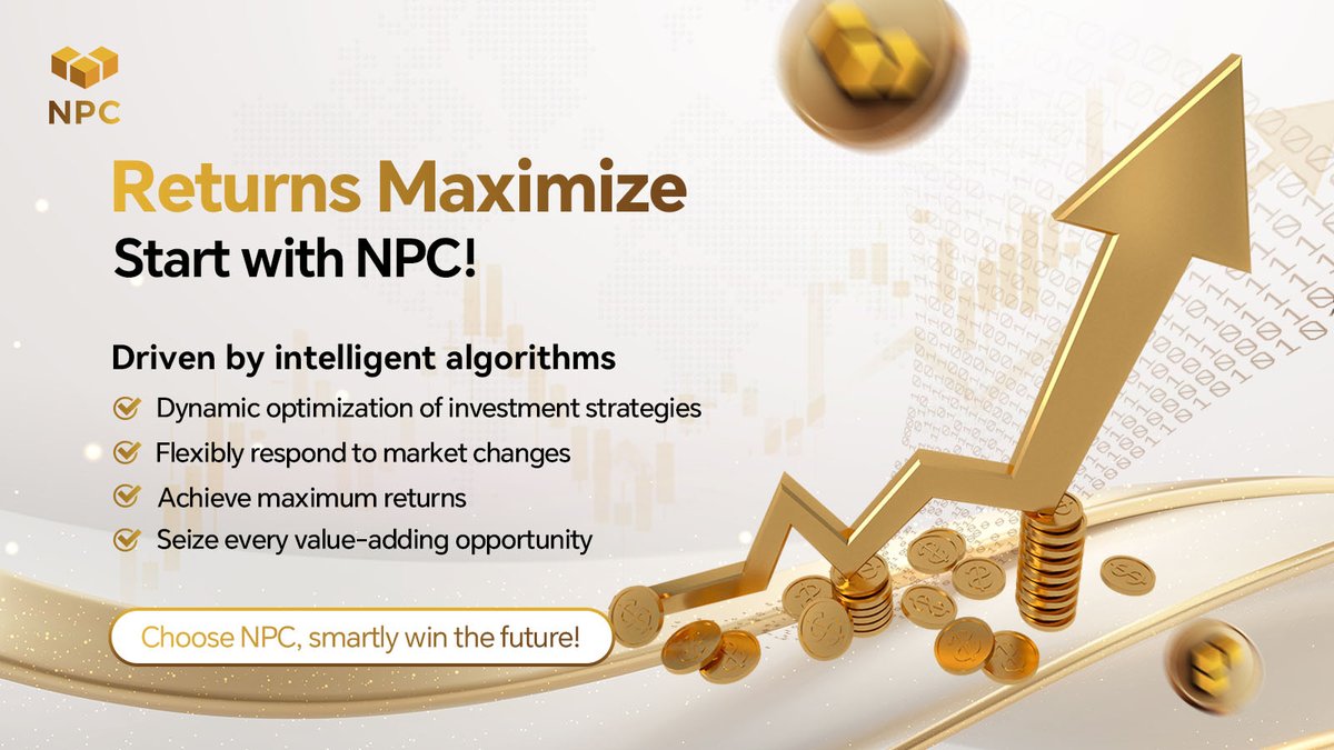 NPC_Web3's tweet image. Maximize your returns, starting with NPC! 🚀
Driven by intelligent algorithms, dynamically optimizing investment strategies 📈
Adapt flexibly to market changes, seize every value-adding opportunity 🔑
#SmartAlgorithms #NPC