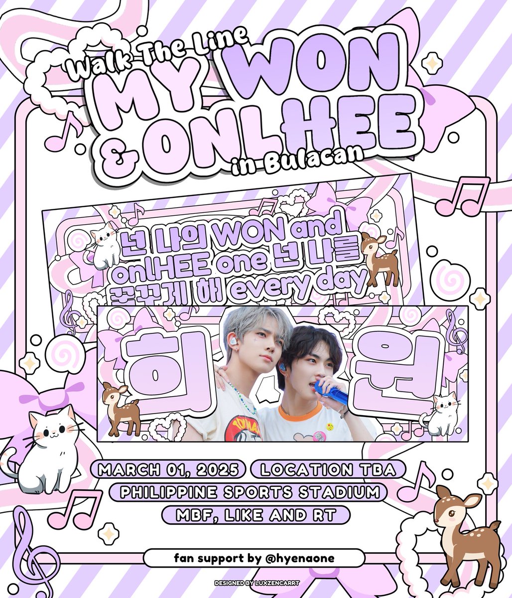 hyenaone's tweet image. ⊹₊⟡⋆𝓶𝔂 𝓦𝓞𝓝 𝓪𝓷𝓭 𝓸𝓷𝓵𝓗𝓔𝓔 𝓲𝓷 𝓑𝓾𝓵𝓪𝓬𝓪𝓷⊹₊⟡⋆
#twinz fan support by @hyenaone 

ᯓdday trades only
ᯓmore details on pubmat

see you on March 1!💜🩷

#EN_WORLDTOUR_WALKTHELINE
#WALKTHELINE_IN_BULACAN #ENHYPEN #HEEWON 

📸: @deerdiary_hs
🎨: @luxzencarrt