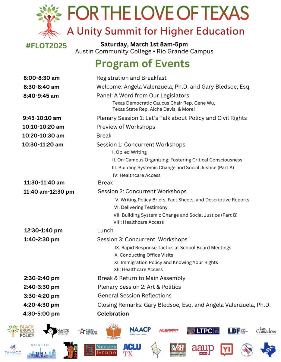 INVITATION. FREE AND OPEN TO THE PUBLIC. “For the Love of Texas: A Unity Summit for Higher Education,” Sat. March 1, 2025, from 8 AM-5 PM at the Austin Community College Rio Grande Campus’ Center for Government and Civic Service located at 1218 West Ave, Austin, TX 78701

An