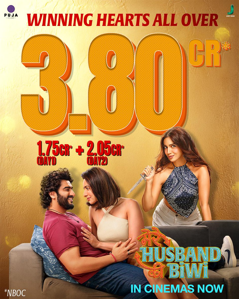 HEMANT SANGANEE (@hemantsanganee) on Twitter photo Saturday surge! #MereHusbandKiBiwi sees a 20% jump—proof that a good family entertainer always shines!
Watch the entertainer of the season #MereHusbandKiBiwi in theatres near you.
<a href="/arjunk26/">arjunk26</a> <a href="/Rakulpreet/">Rakul Singh</a> #BhumiPednekar <a href="/deepguj143/">Harsh Gujral</a> #RaoInderjeetYadav #MudassarAziz <a href="/vashubhagnani/">Vashu Bhagnani</a> Saturday surge! #MereHusbandKiBiwi sees a 20% jump—proof that a good family entertainer always shines!
Watch the entertainer of the season #MereHusbandKiBiwi in theatres near you.
<a href="/arjunk26/">arjunk26</a> <a href="/Rakulpreet/">Rakul Singh</a> #BhumiPednekar <a href="/deepguj143/">Harsh Gujral</a> #RaoInderjeetYadav #MudassarAziz <a href="/vashubhagnani/">Vashu Bhagnani</a>