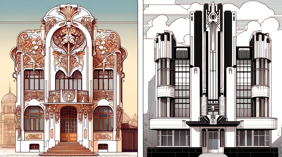 Como é que eu distingo entre Art Noveau e Art Deco? Se parece que foi feito por elfos é "art noveau" se parece que foi construído por anões é "art deco."