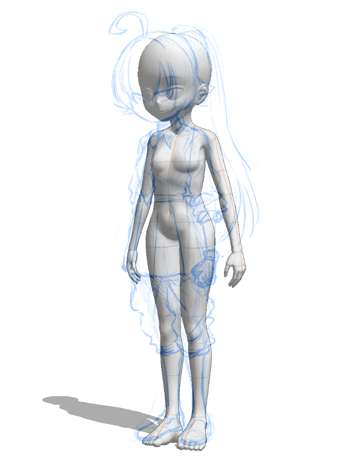 「これに合わせて3Dデッサン人形をカスタマイズします。 」|チョウフシミンのイラスト