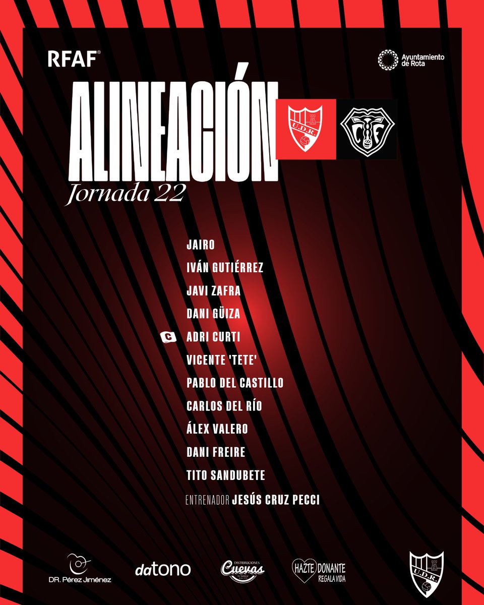 📣 Se presentan los 11 titulares de Jesús Pecci 🫡

❤️🖤 U.D. Roteña vs Trebujena C.F.