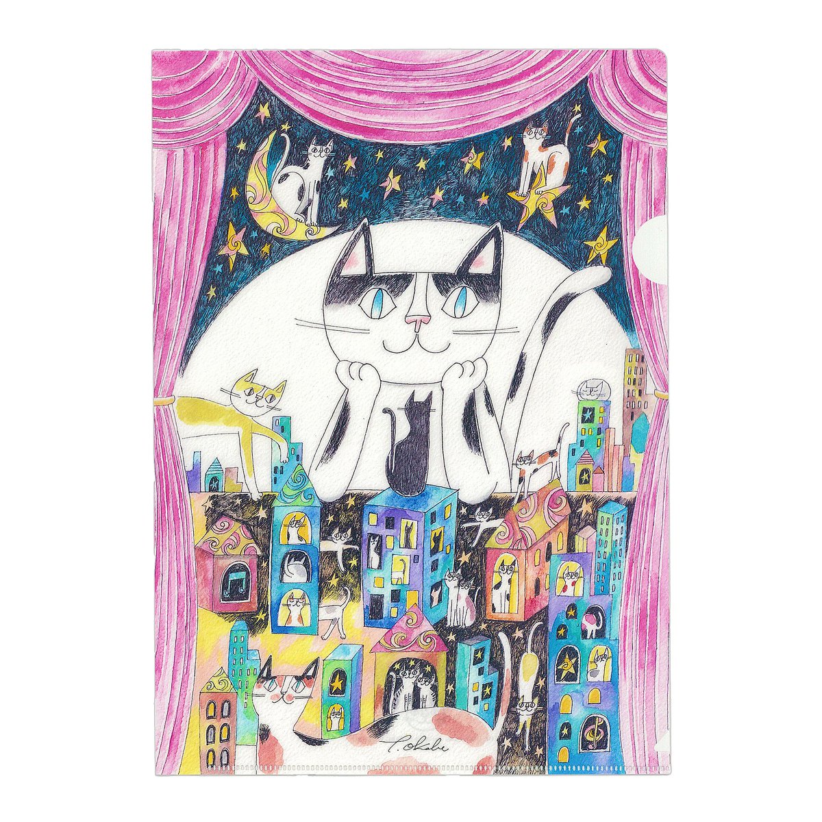 「オンラインショップ「ひだまりの時間」で、ねこの日セール中です。ポストカード全品、」|おかべてつろう／銀座三越ギャラリー 6月17日〜22日個展開催のイラスト
