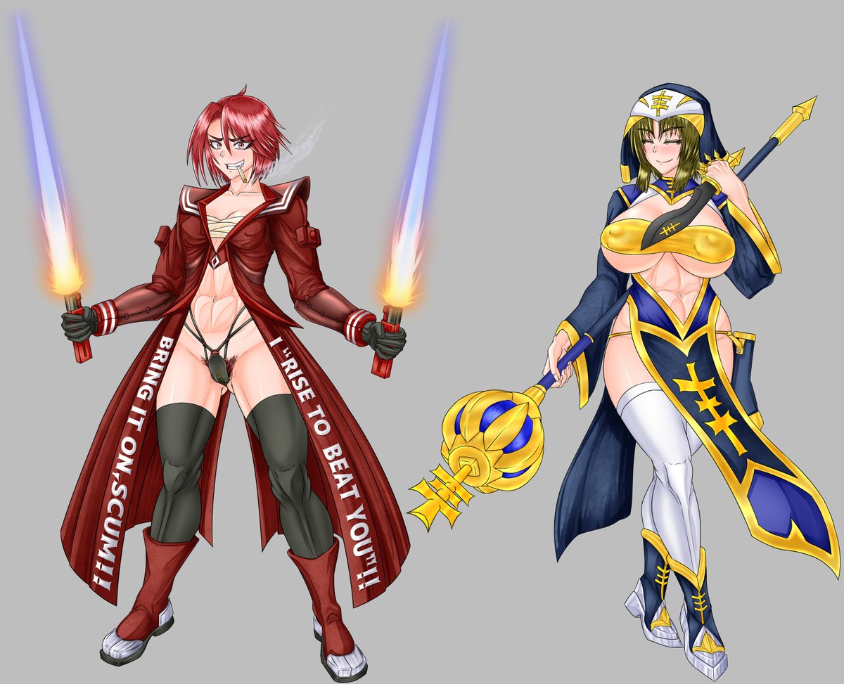 【R-18・WIP】さらにファンタジー系の新オリキャラ、ヤンキー魔法戦士と天然お嬢様系シスターです。ここらで新キャラ作りは一旦一区切りです。 