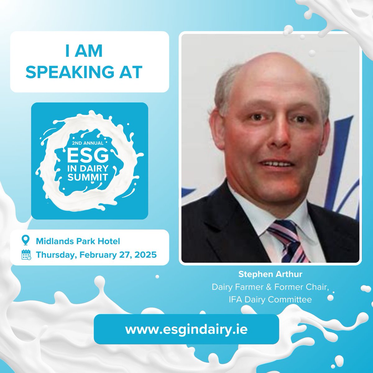 We are delighted to announce Stephen Aurthur, will be speaking at the ESG in Dairy Summit.

The summit takes place on the 27th of February in The Midlands Park Hotel Portlaoise.

View the agenda here: esgindairy.ie/2025-agenda

Register now: eventbrite.ie/e/2nd-annual-e…
