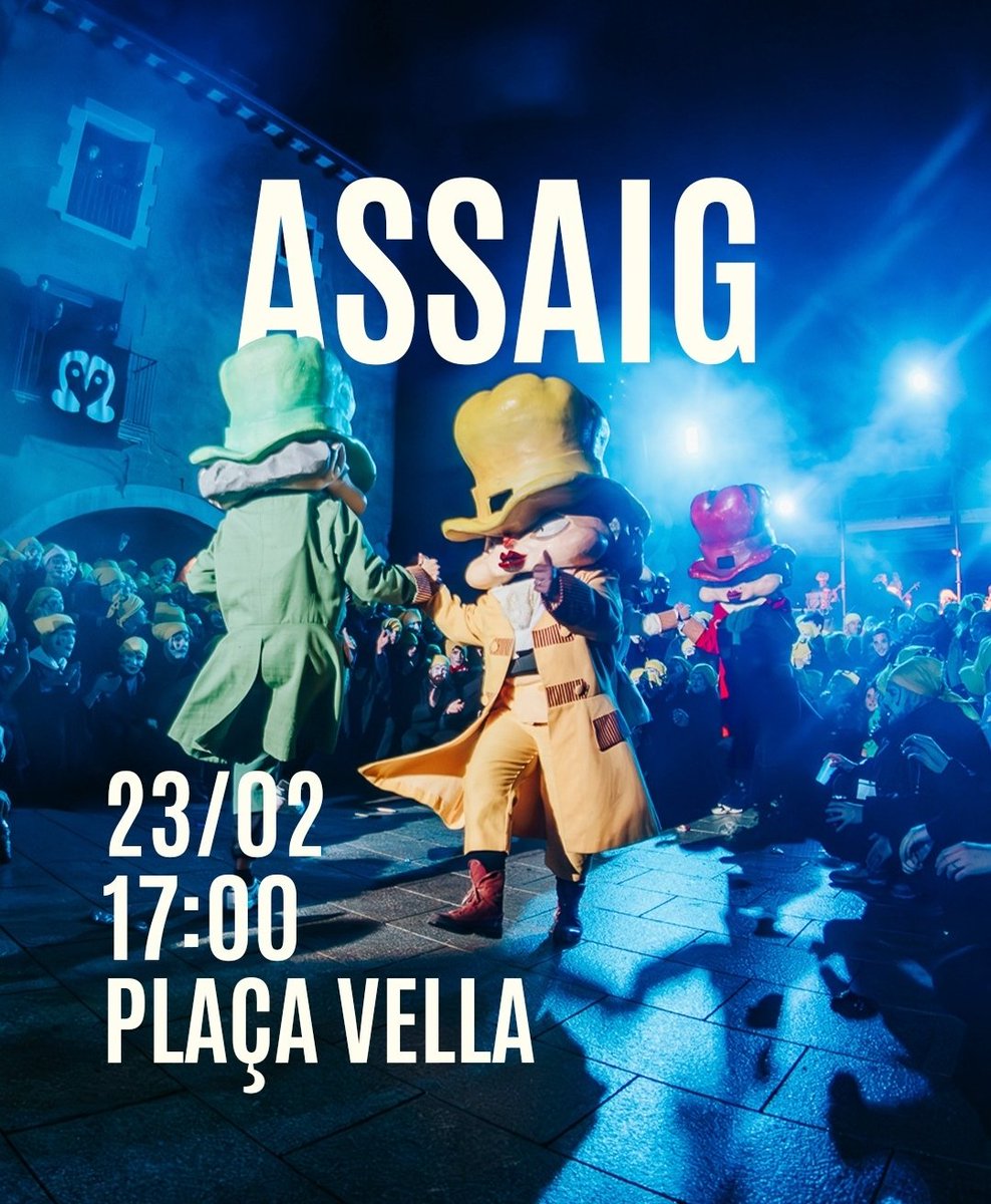 🔥 Avui, assaig!

A les 5 de la tarda la Plaça Vella es convertirà per uns instants el recinte sagrat, amb gairebé tots els elements de la festa per assajar el gran moment de dijous!

Un cop acabat, podreu recollir els vostres mocadors!

🙌🏼 Deixeu que Xapot us marqui el camí!