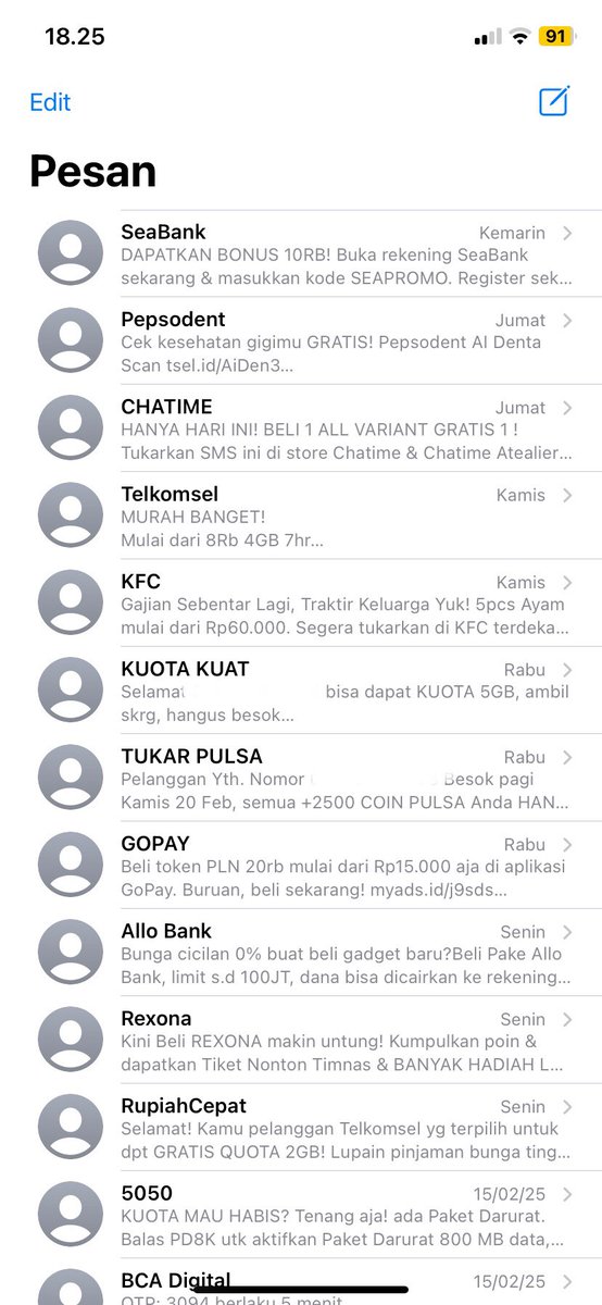 ockhys's tweet photo. @Telkomsel yg terhormat, mohon bantuannya nih. No sy setiap hari dikirim sms sama pinjol dkk nya. Entah data saya bocor apa ga, mereka setiap hari menu2hin pesan saya. Sdh saya blokir manual ternyata mereka pake sms gateway jdi ga bisa sy blokir manual. Terima kasih https://t.co/icRcElsnlc