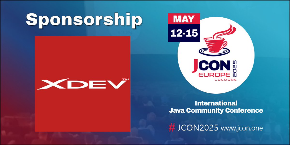 #JCON2025 wouldn't be the same without our amazing sponsors! 

Huge thanks to <a href="/XDEVSoftware/">XDEV Software</a> for joining us as a #Gold Sponsor! 🥇 
Your support helps make this #milestone edition unforgettable. 🎉

 Let’s celebrate Java’s 30th birthday together!

🎟️ Tickets: