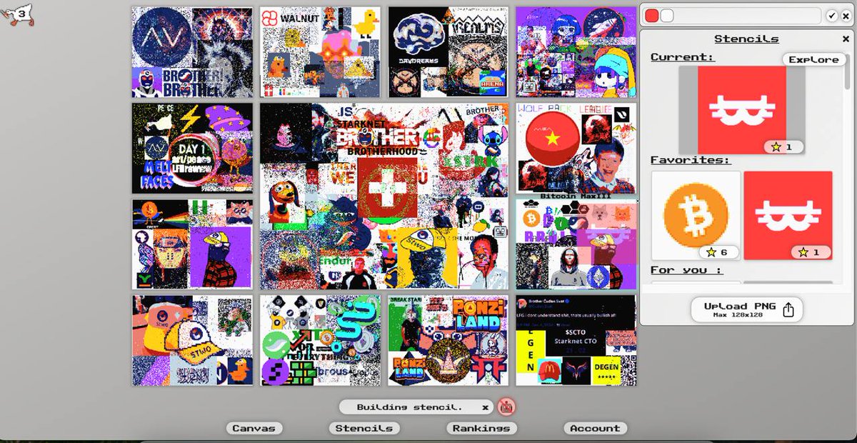 GM, I hope you have a nice Sunday, Guys 

#Starknet, <a href="/art_peace_sn/">art/peace</a>  continues until February 25th. I love having so much fun like this for community involvement. 
The pixels placed approached 4M 🎨
<a href="/MammothOverlord/">Mammoth Overlord 🦣</a>  appear 🦣

Recently <a href="/NakamotoGames/">Nakamoto.Games</a>  invited <a href="/Starknet/">Starknet (BTCFi arc) 🥷</a>  to