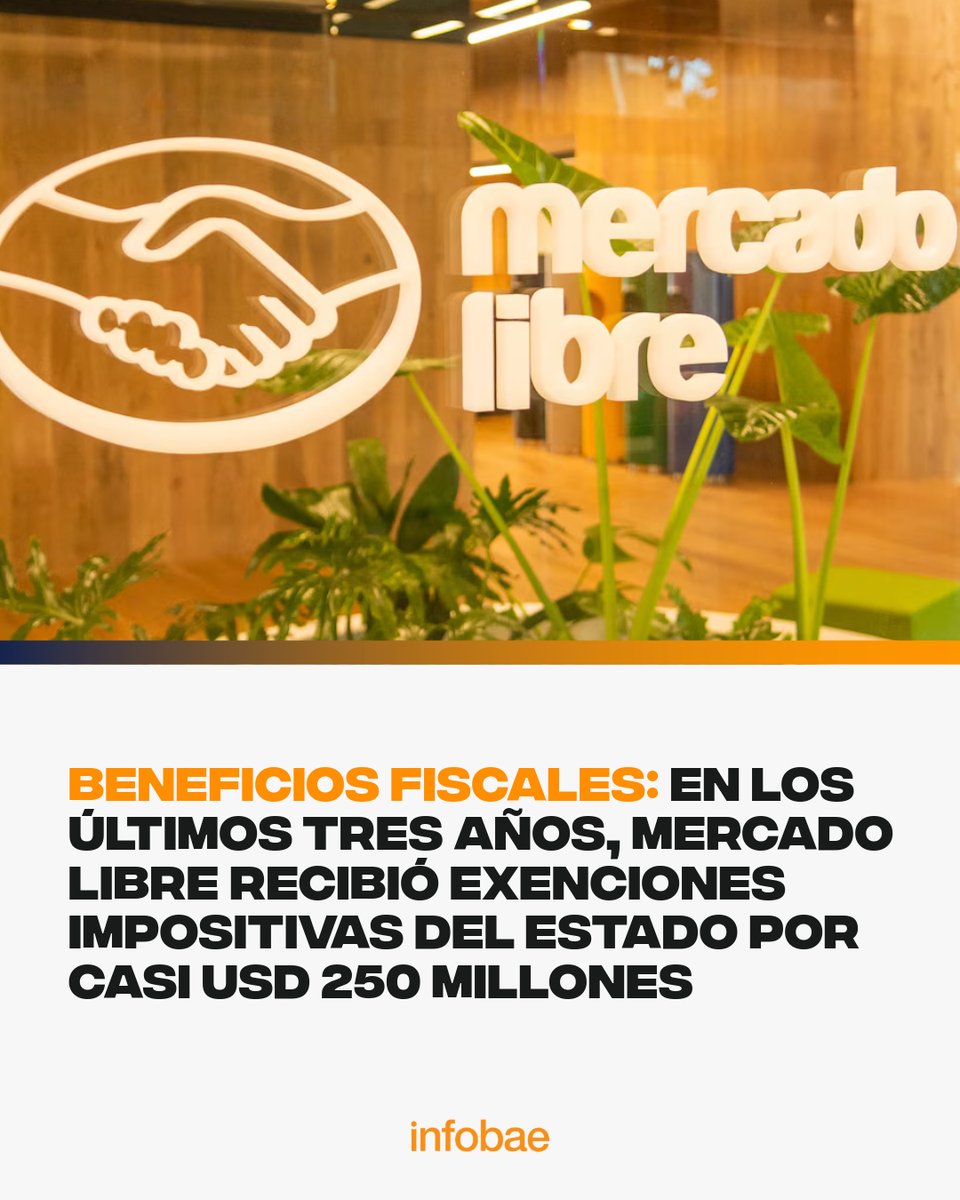 infobae's tweet photo. Beneficios fiscales: en los últimos tres años, Mercado Libre recibió exenciones impositivas del Estado por casi USD 250 millones https://t.co/tNE6H51Gat https://t.co/07xiRt9q96