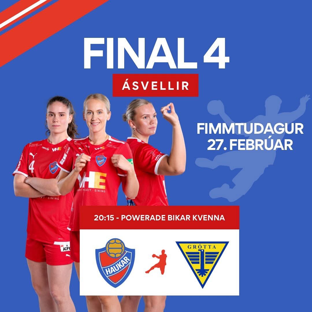 Nú styttist í final 4 í powerade bikarnum. Stelpurnar eru að spila í undanúrslitum bikarins næsta fimmtudag gegn Gróttu kl 20:15. Leikið verður á Ásvöllum okkar heimavelli. Nú þurfum við að standa saman og sýna hvað í okkur býr og mæta og styðja stelpurnar okkar ÁFRAM HAUKAR 🔴🔴