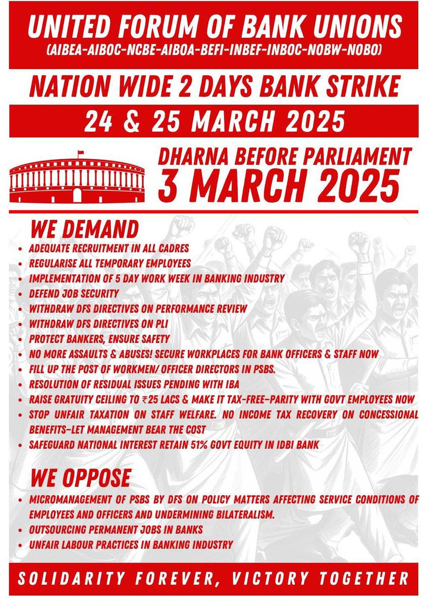 Pravinvmahajan (@pravinvmahajan2) on Twitter photo UFBU Dharna for our legitimate demands before Parliament on 3rd March 2025
#UnitedWeStand
<a href="/nsitharamanoffc/">Nirmala Sitharaman Office</a> <a href="/nsitharaman/">Nirmala Sitharaman</a> <a href="/PMOIndia/">PMO India</a> <a href="/ChairmanIba/">Chairman IBA</a> <a href="/UFBUIndia/">United Forum of Bank Unions</a> <a href="/MsUfbu/">UFBU-MS</a> <a href="/ChVenkatachalam/">CH VENKATACHALAM</a> <a href="/DTuljapurkar/">Devidas Tuljapurkar</a> UFBU Dharna for our legitimate demands before Parliament on 3rd March 2025
#UnitedWeStand
<a href="/nsitharamanoffc/">Nirmala Sitharaman Office</a> <a href="/nsitharaman/">Nirmala Sitharaman</a> <a href="/PMOIndia/">PMO India</a> <a href="/ChairmanIba/">Chairman IBA</a> <a href="/UFBUIndia/">United Forum of Bank Unions</a> <a href="/MsUfbu/">UFBU-MS</a> <a href="/ChVenkatachalam/">CH VENKATACHALAM</a> <a href="/DTuljapurkar/">Devidas Tuljapurkar</a>