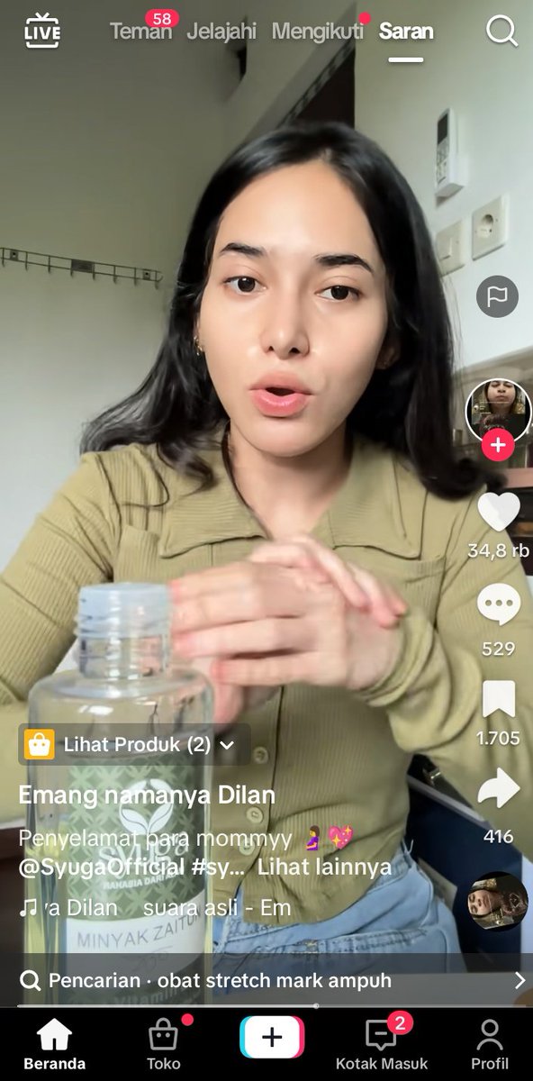 Gaess buat kalian yang punya stretchmarks kayak aku, aku mau rekomendasiin minyak zaitun ini! Selain bantu memudarkan, wanginya super enak dan nggak lengket sama sekali. Aku tahu produk ini dari rekomen Mbak Dilan

id.shp.ee/rF19X82