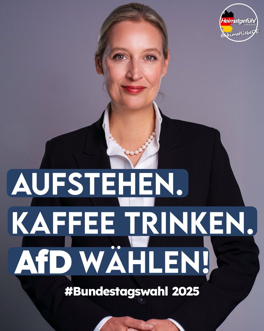Jede Stimme zählt! 🇩🇪
Geht wählen. Wählt AfD! 

#Bundestagswahl2025