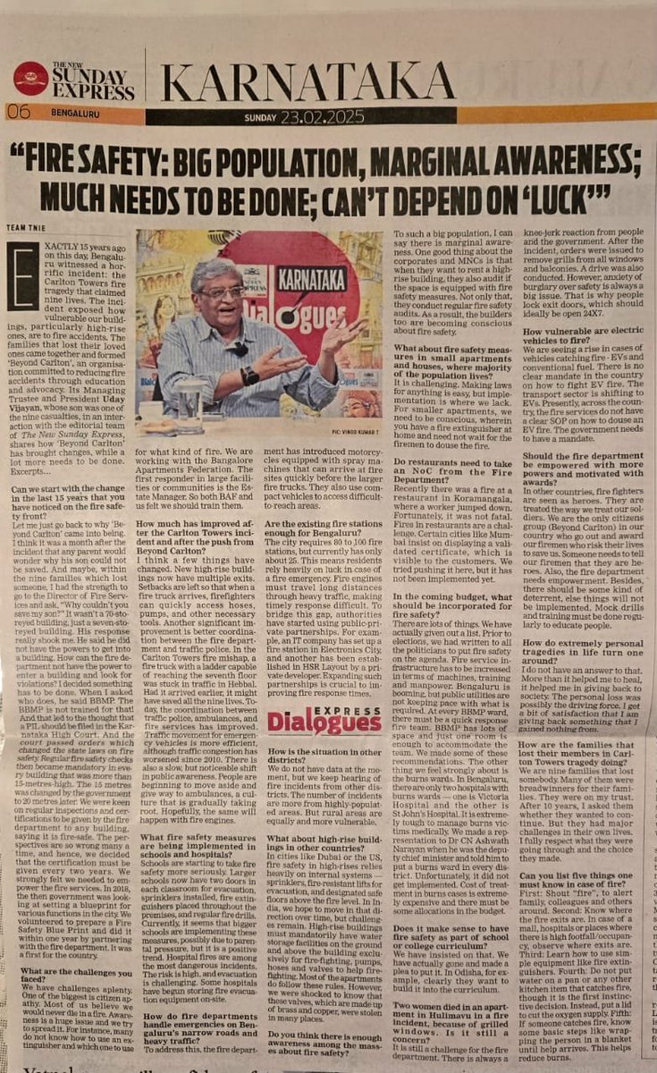 beyondcarlton's tweet image. 15 years after the Carlton Towers fire, fire safety in Bengaluru has improved, but not enough.

🚒 More fire stations
🏢 Stricter regulations for high-rises
⚡ Rising concern over EV &amp;amp; apartment fires

Beyond Carlton continues to push for stronger enforcement &amp;amp; awareness.