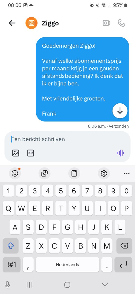 FrankvNeerven's tweet image. Het is vort pittig duur allemaal! #ziggo