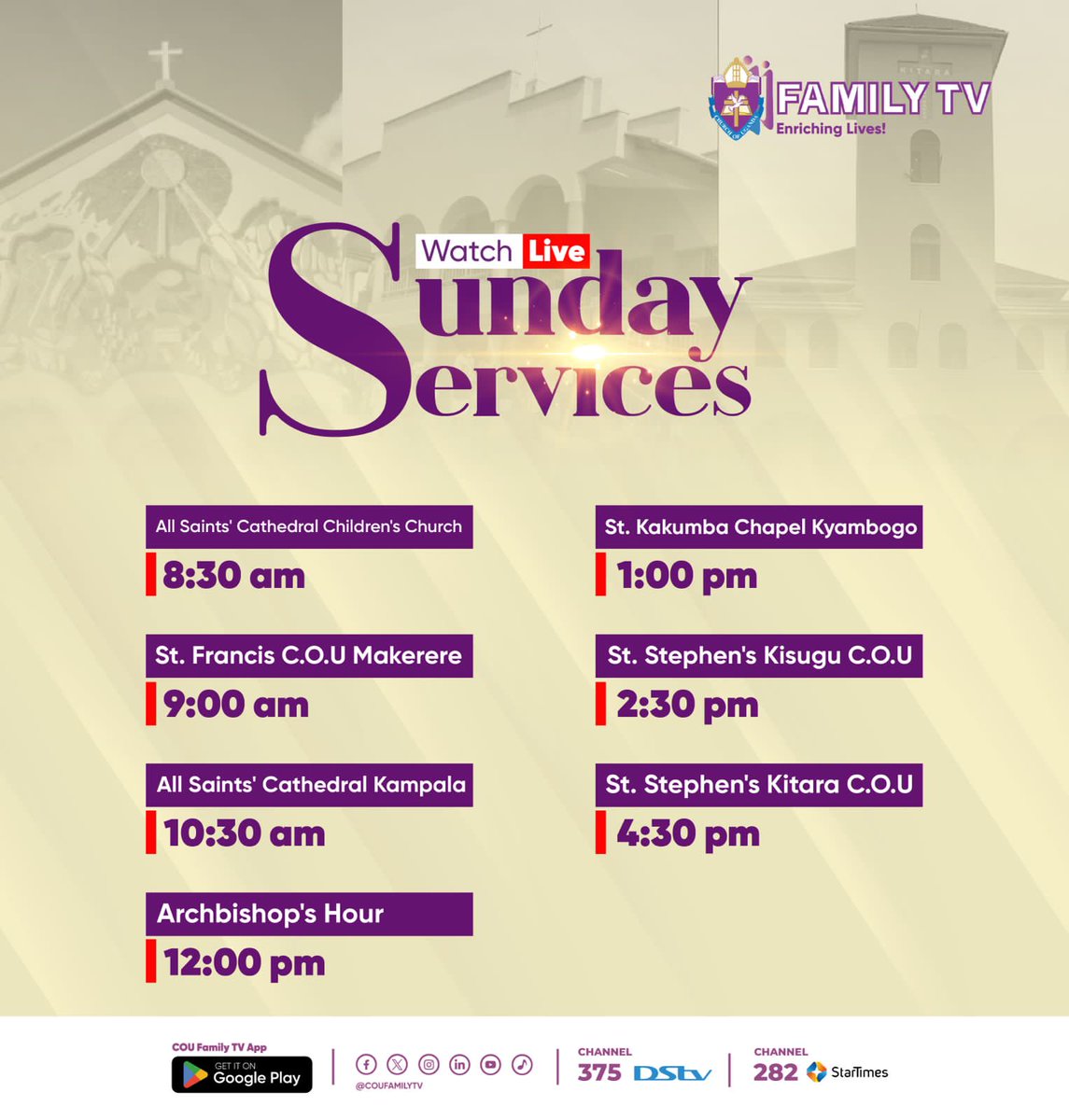coufamilytv's tweet image. Join us on COU Family TV for inspiring services from different churches, all from the comfort of your home. Let's worship, reflect, and grow together in faith. 
Don’t miss out, tune in today
#sundayservices