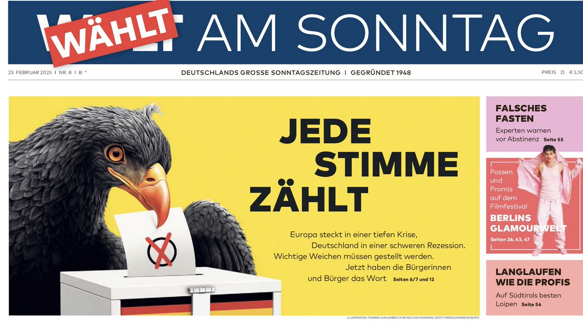 "Chaque voix compte"
les bureaux de vote viennent de s'ouvrir en Allemagne pour près de 60 millions d'électeurs (fermeture 18 h)
chaque électeur a deux voix : pour un candidat dans sa circonscription; pour une liste régionale. 
Le scrutin est proportionnel. Le bundestag après