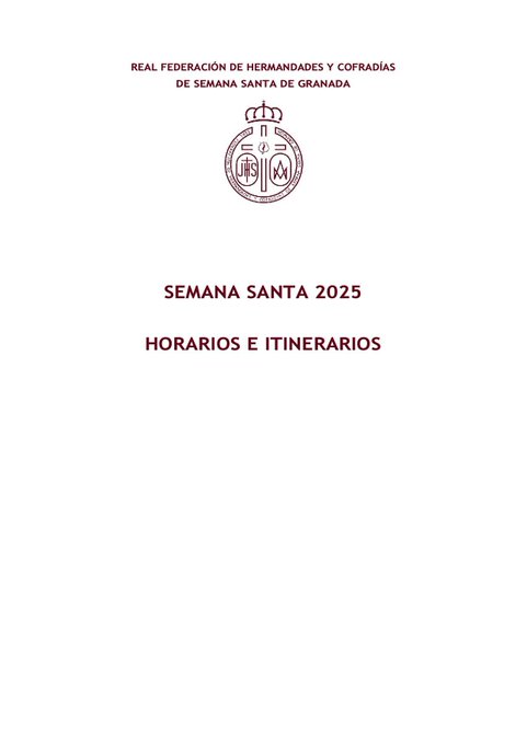 Descargar Programa Oficial con los Horarios e Itinerarios Semana Santa Granada 2025