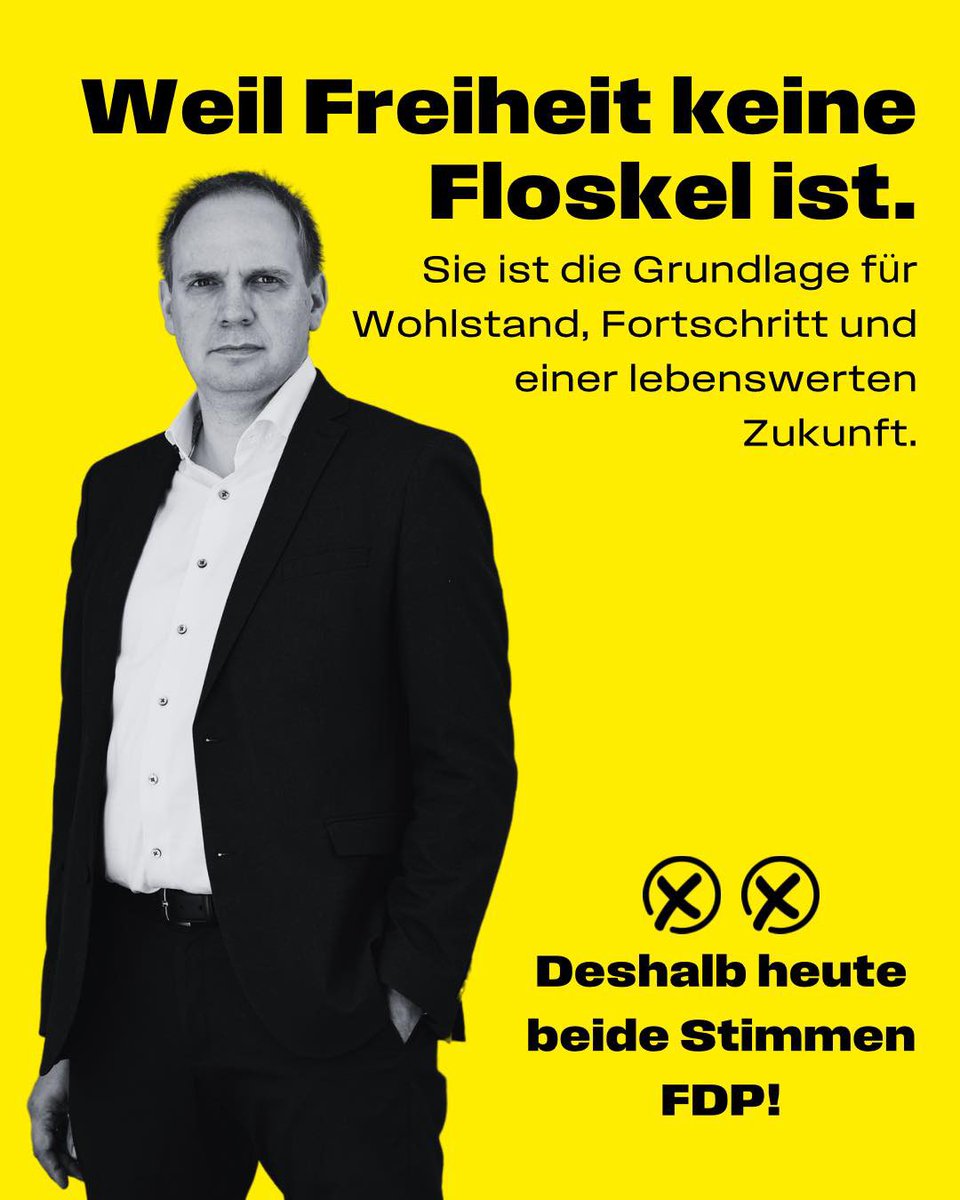 timwagner_FDP's tweet photo. Bitte gehen Sie wählen. 🗳️🟡🟡 #jetztFDP https://t.co/s9pLQ05X5Y