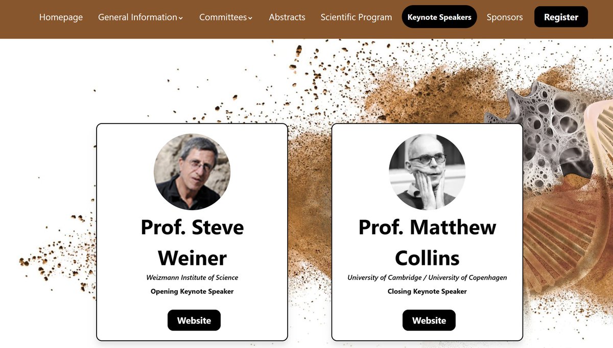 Excited to announce that Prof. Steve Weiner (Weizmann) and Prof. Matthew Collins (Cambridge/Copenhagen) will be our keynote speakers #BD2025!🐐+🐐= 🤯

Stay tuned for more! 

Register bd-2025.com/registration

Submit your abstract (Deadline: 31 March) bd-2025.com/abstracts