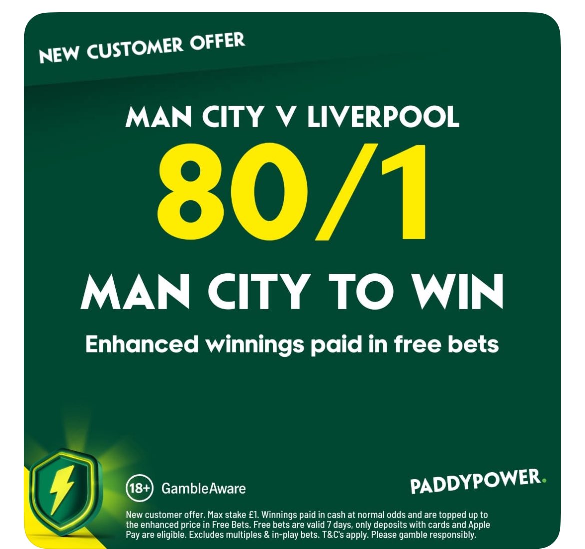 StriderUK's tweet image. Think this says a lot, 80-1 a Man City win crazy.