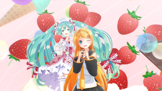 ～あま～い いちごを召し上がれ～MMD静画#初音ミク #鏡音リン#MMD静画 