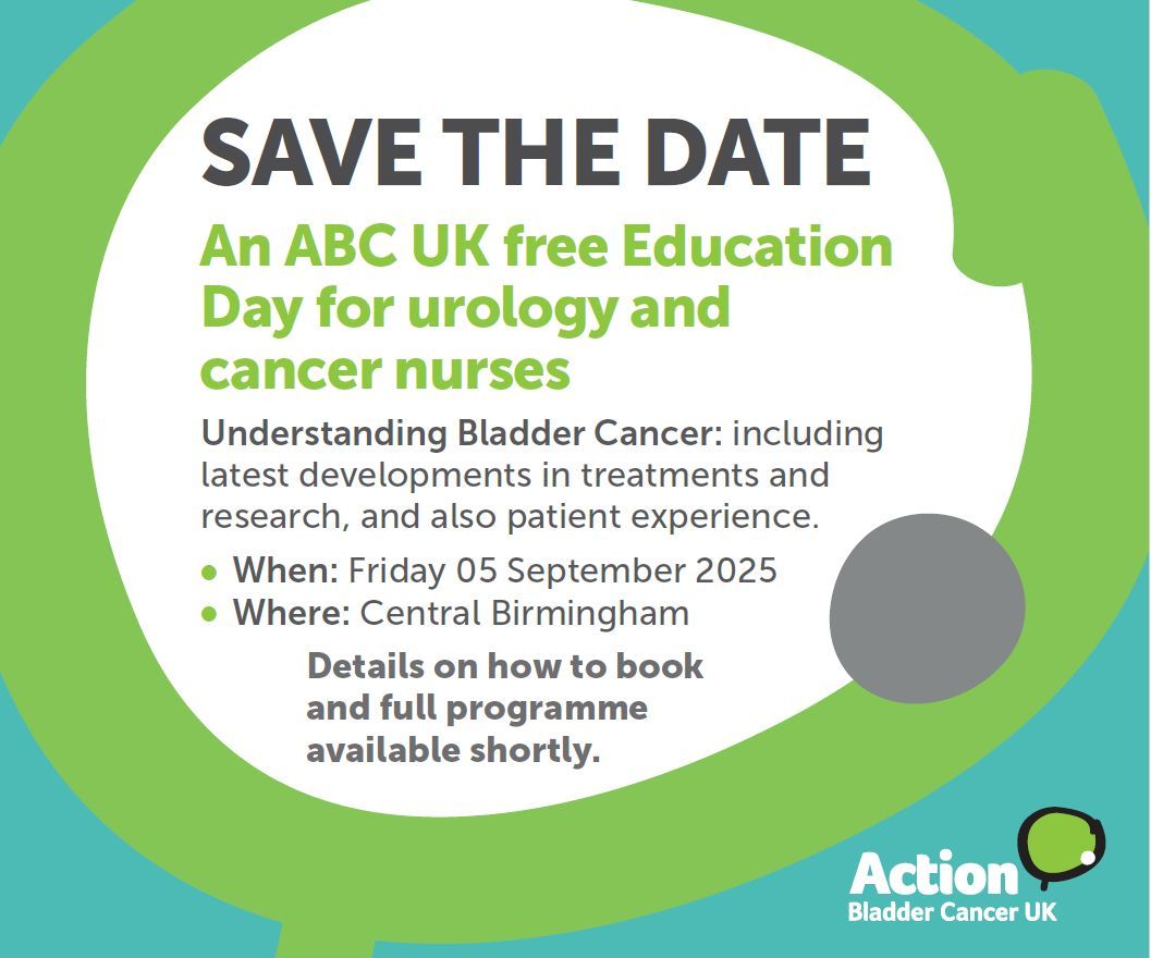 Nurses Education Day in Birmingham - Friday 5th September 2025

Our Nurses Education Day is always a fantastic opportunity to learn, connect &amp; stay up to date with developments in bladder cancer care.

More details will follow soon!

#bladdercancer #cancernurse #urology