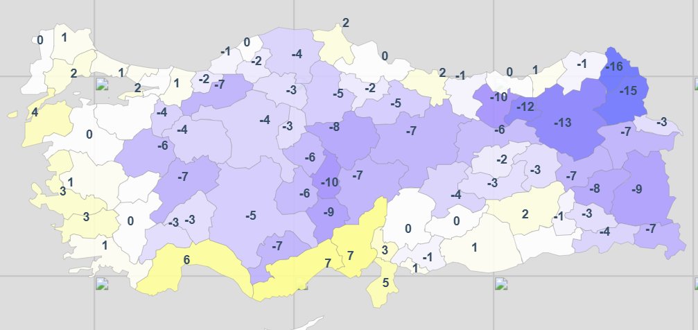 Anlık #Türkiye il merkezlerinde  #hava sıcaklıkları 
#don #buz #kar #kış #soğuk #winter