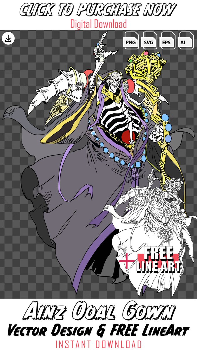 Dynamight0's tweet photo. Introducing the premium #Ainz Ooal Gown vector design! Elevate your fashion game, launch a campaign, or create merch with this #overlord vector. Save time and money while making a statement! Don't miss out on this opportunity to stand out. https://t.co/7maaFIuFlt