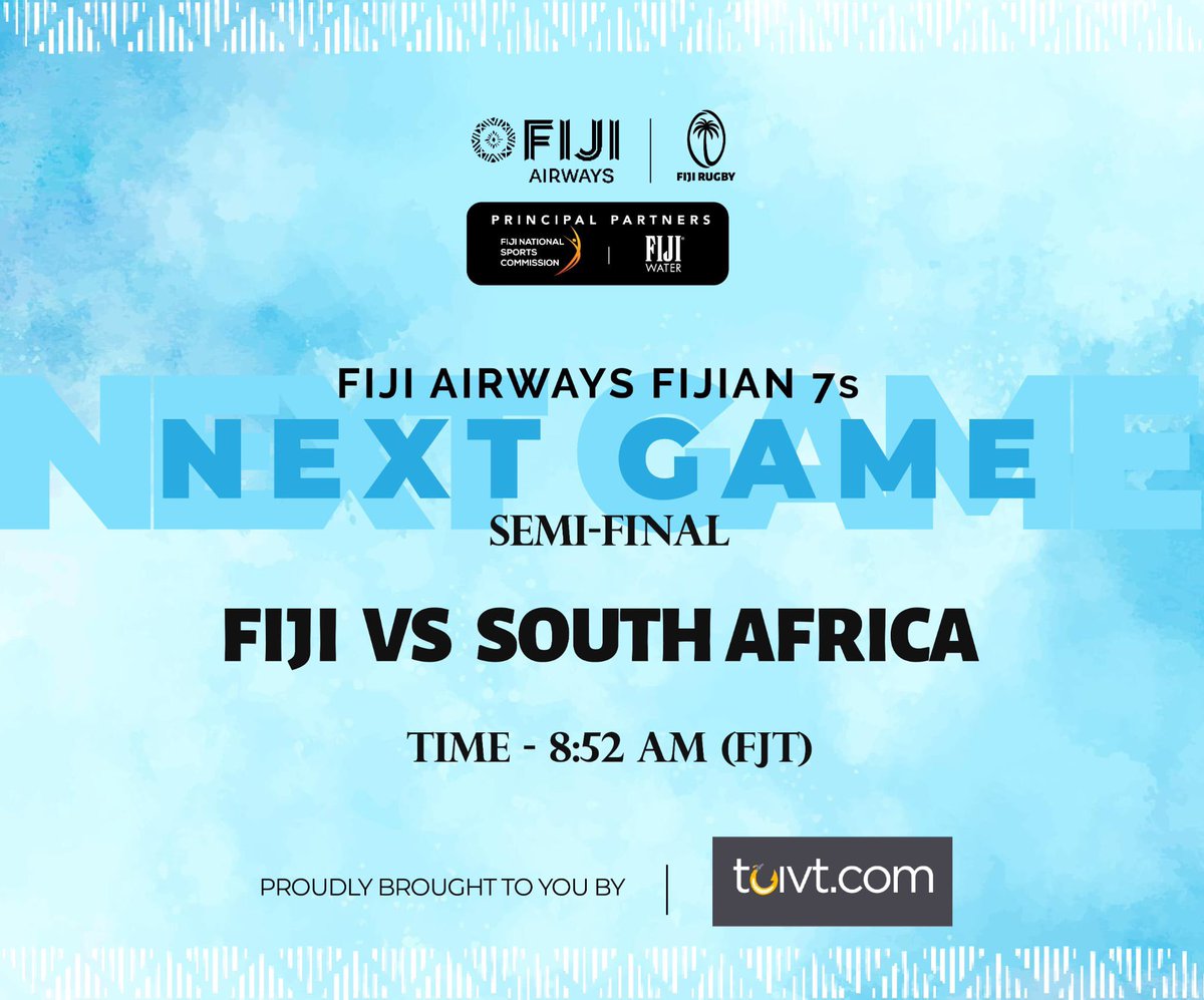 fijirugby's tweet image. Set your alarms early so you can catch our Fiji Airways Fiji 7s teams in the morning before you start your day 🌤️
TOSO VITI TOSO ‼️
FIJI Water #MaiViti #fijiairways