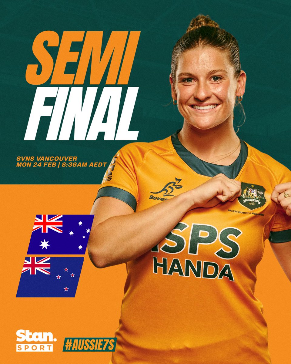 Aussie7s's tweet image. Set your alarms or block out your diary βΌοΈ
Our girls are in a blockbuster semi-final against @nz_sevens to start off your week!
#Aussie7s #HSBCSVNS