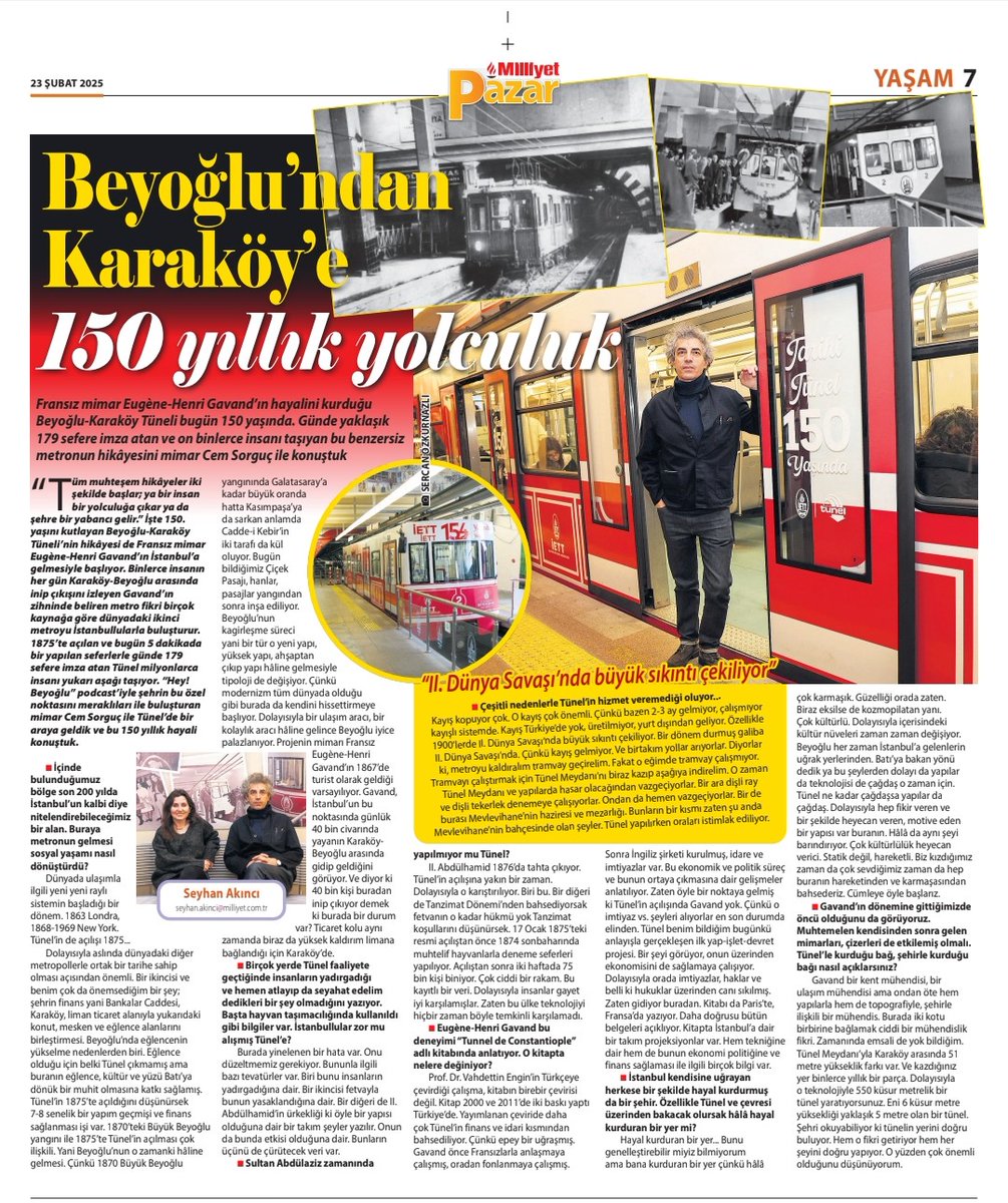 Tarihi Beyoğlu - Karaköy Tüneli 150 yaşında 🚉 Biz de Tüneli mimar Cem Sorguç ile konuştuk 🗞️ #MilliyetPazar