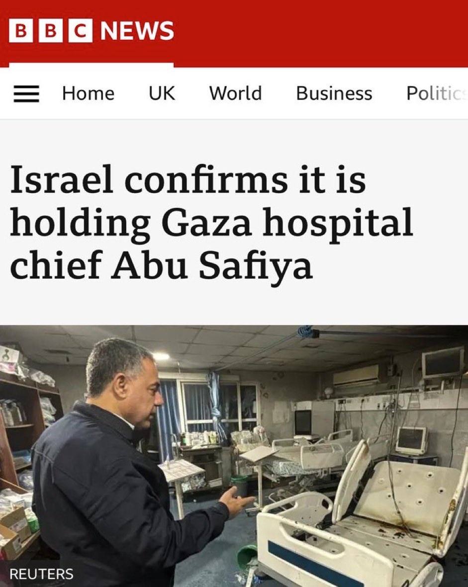 Hospitals workers in war zones are protected under the Geneva Convention.

The BBC here describe the kidnapping of Abu Safiya as ‘holding’.

We are in dangerous times.

The establishment &amp; mainstream media are complicit in crimes against humanity.