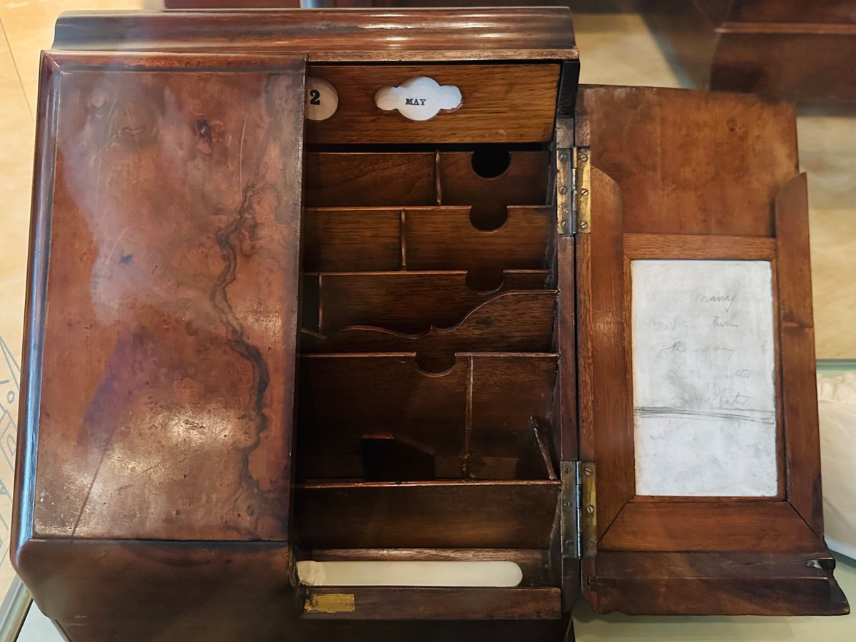 Enjoying the George Eliot stash at 
<a href="/The_Herbert/">Herbert Art Gallery & Museum</a> in Coventry: Durade’s c. 1880 portrait of her, a statue of Florence Nightingale that she owned, and her writing desk; her sewing box; her writing cabinet. I’m especially interested by the Nightingale statue…