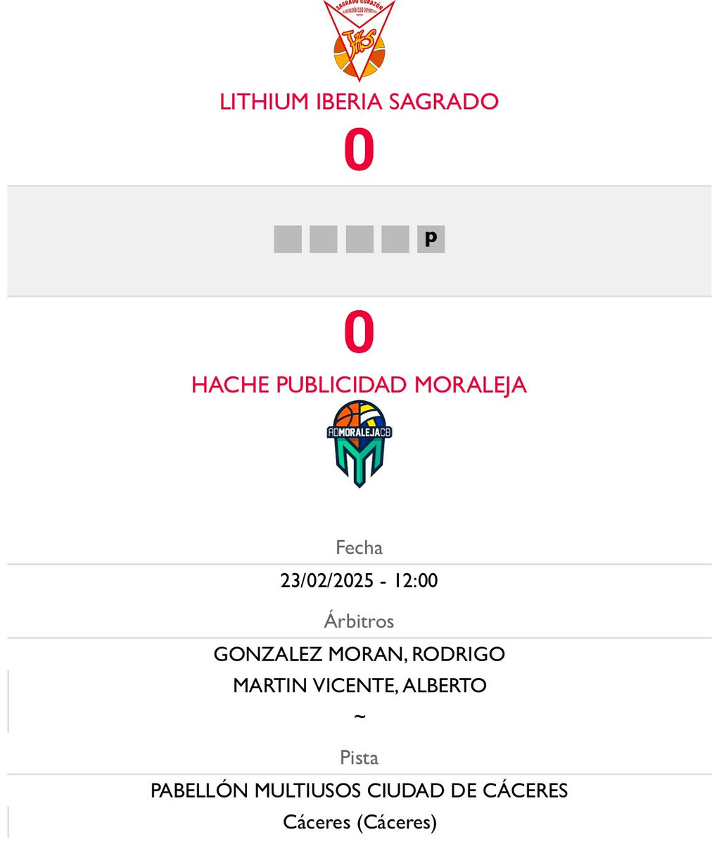 En esta mañana de domingo el Equipo Hache Publicidad Moraleja se desplaza hasta Cáceres para disputar el derbi provincial ante Lithium Iberia Sagrado Corazón. En la primera vuelta el partido estuvo muy igualado cayendo de lado cacereño en el último minuto. Juegan Negras🍀🏀
