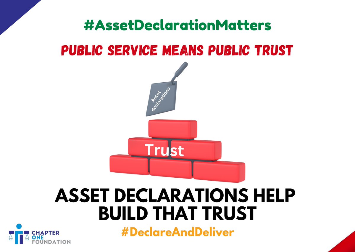 𝗧𝗿𝘂𝘀𝘁 𝗶𝗻 𝗽𝘂𝗯𝗹𝗶𝗰 𝘀𝗲𝗿𝘃𝗶𝗰𝗲 𝘀𝘁𝗮𝗿𝘁𝘀 𝘄𝗶𝘁𝗵 𝘁𝗿𝗮𝗻𝘀𝗽𝗮𝗿𝗲𝗻𝗰𝘆. Asset declaration ensures leaders are working for the people, not themselves. Let’s build trust, accountability, and a better future together! 

📢 Push for transparency today. 

Our Asset