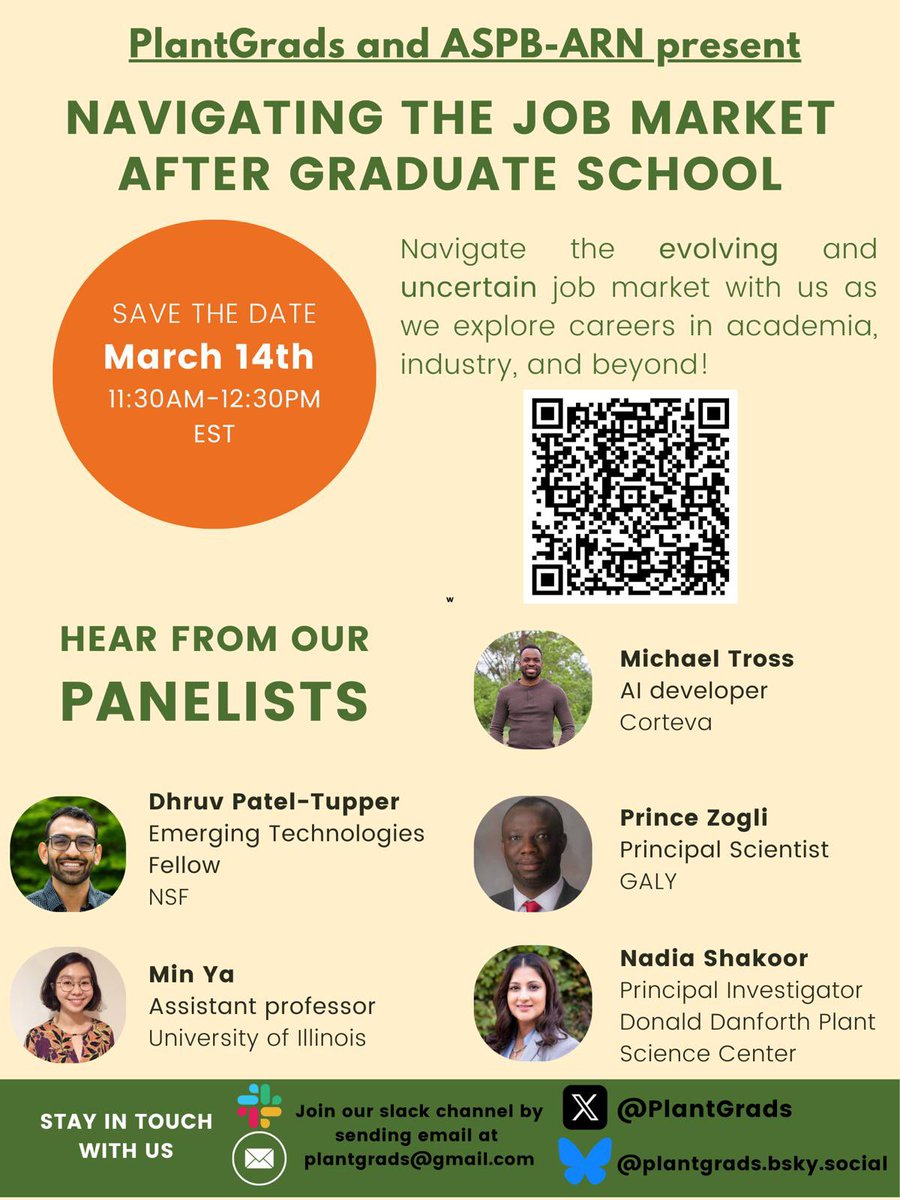 Modesta Abugu (@modestannedi) on Twitter photo I’m excited to share this webinar by <a href="/PlantGrads/">PlantGrads</a> & <a href="/ASPB_ARN/">ASPB African Researchers Network</a> on navigating the job market after #gradschool
This topic resonates deeply with me since I’m graduating in 1 month
If you are in the same boat with me, lets hear from our experts panelists
Scan the code to Register! I’m excited to share this webinar by <a href="/PlantGrads/">PlantGrads</a> & <a href="/ASPB_ARN/">ASPB African Researchers Network</a> on navigating the job market after #gradschool
This topic resonates deeply with me since I’m graduating in 1 month
If you are in the same boat with me, lets hear from our experts panelists
Scan the code to Register!