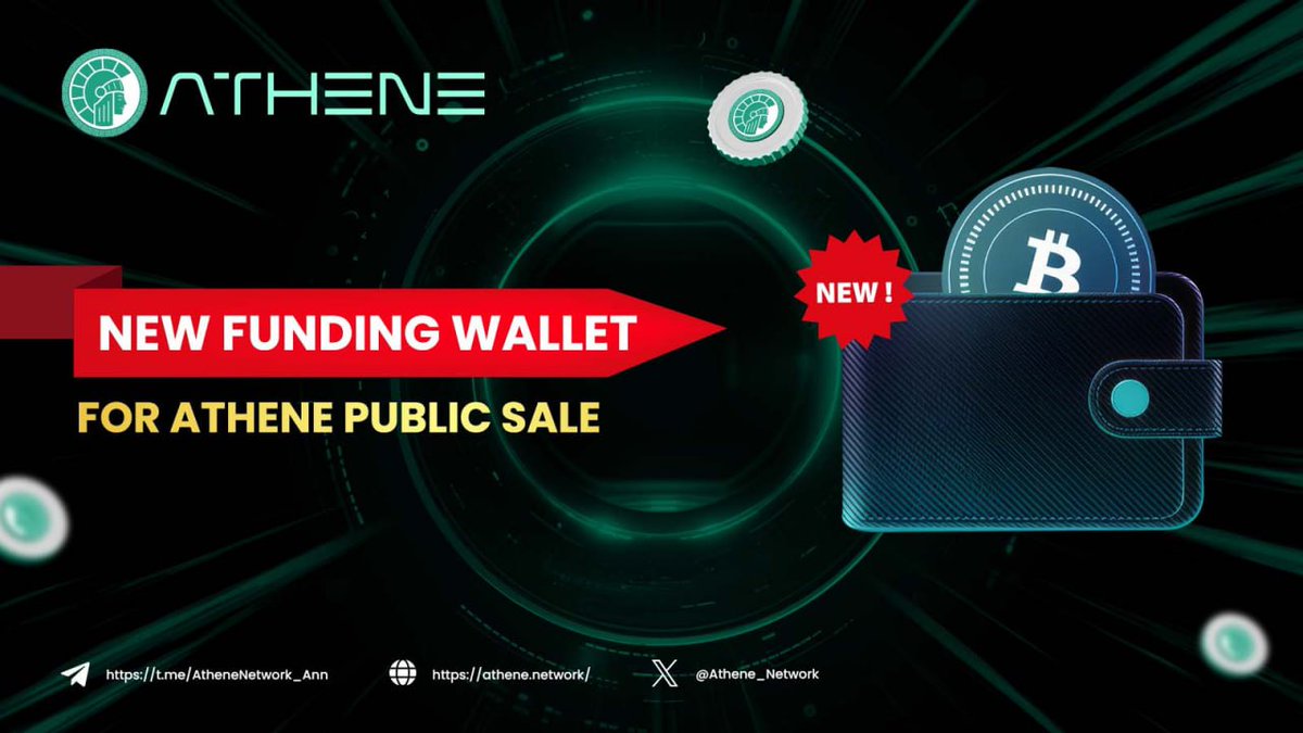 👛 New Wallet Address For Athene Public Sale

We’re adding ANOTHER wallet for this epic Public Sale round! This new wallet is ready to receive fundraising - including a massive $3M Investment Deal (t.me/AtheneNetwork_…). 

🔔 With this, the total number of wallets for the