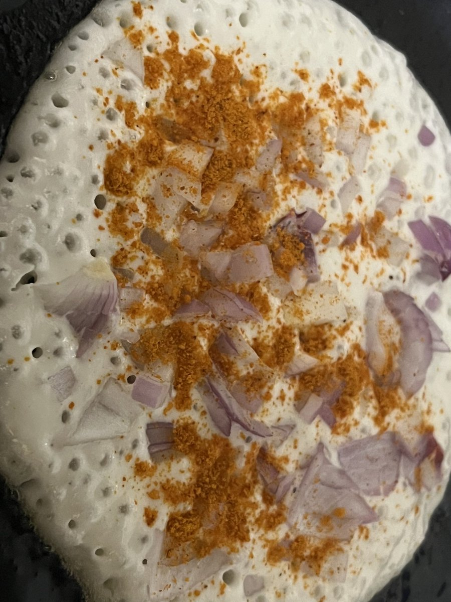 vmanjunath's tweet photo. This morning- unidentified shallow fried object #uthappa https://t.co/2WE0n3w7zK