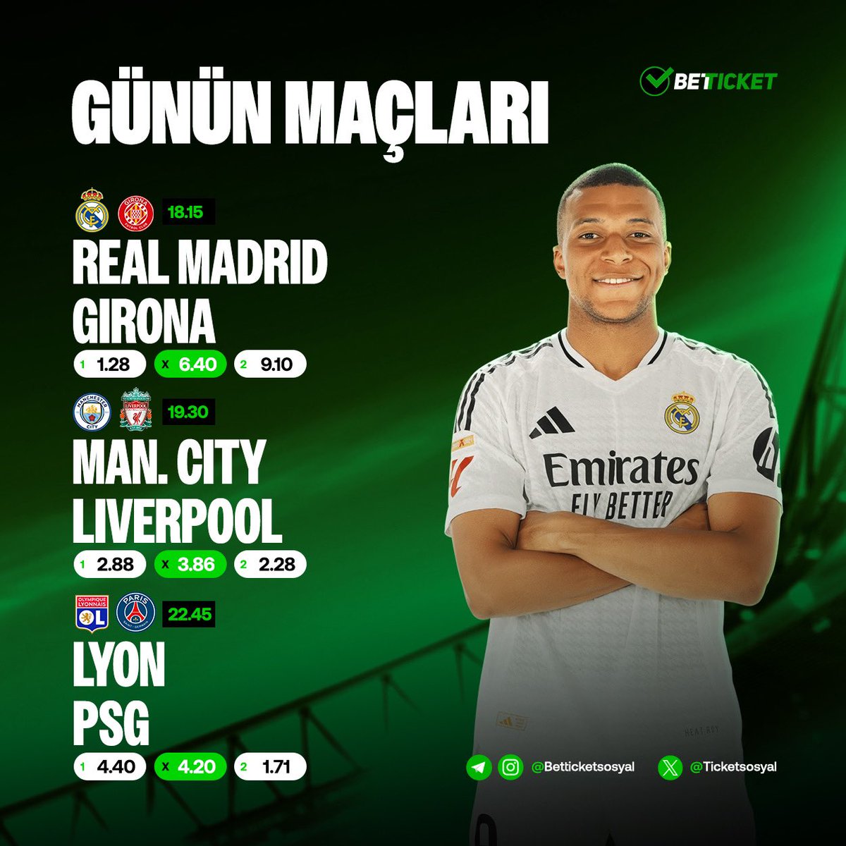 ⚡️Günün Maçlarında BETTICKET'In arttırılmış oranlarını gördünüz mü ? Bugün tam size göre 🤩

🔗 BETTICKET’ın kazandıran dünyası seni bekliyor: ws.tc/betticketgiris