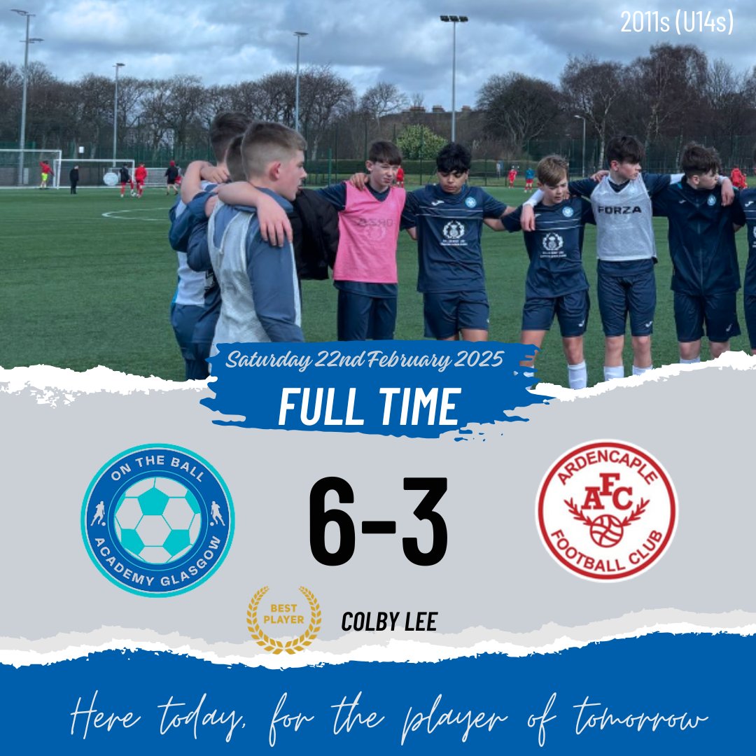 🔥 Match Result 🔥

Massive 6-3 win for the 2011s against Ardencaple yesterday! 💪⚽ Huge shift from the boys, with Colby Lee taking Man of the Match honors after a top performance! 🏆👏

Great team effort—let’s keep it going! 🚀 #2011s #MatchDay #BigWin #ManOfTheMatch #Footbal