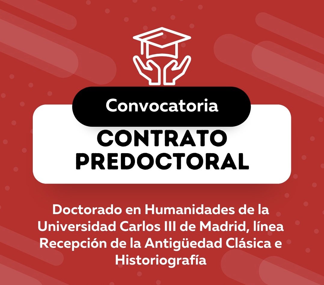 proyectoantimo's tweet image. Se ha publicado la convocatoria de Ayudas para contratos predoctorales en la línea de Recepción de la Antigüedad clásica e Historiografía. 

Conoce las bases ⬇️

shorturl.at/rt83v