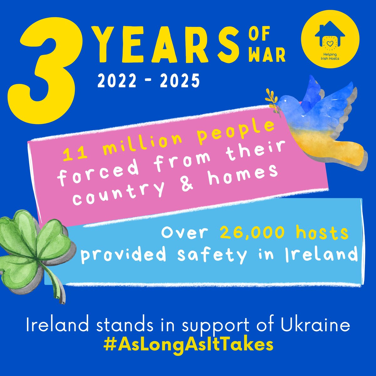 Thousands of Ukrainians have built lives here in Ireland while carrying the weight of uncertainty.The Irish people opened their homes and hearts to welcome you, and we at Helping Irish Hosts remain committed to standing beside you.

💙💛 #StandWithUkraine #AsLongAsItTakes