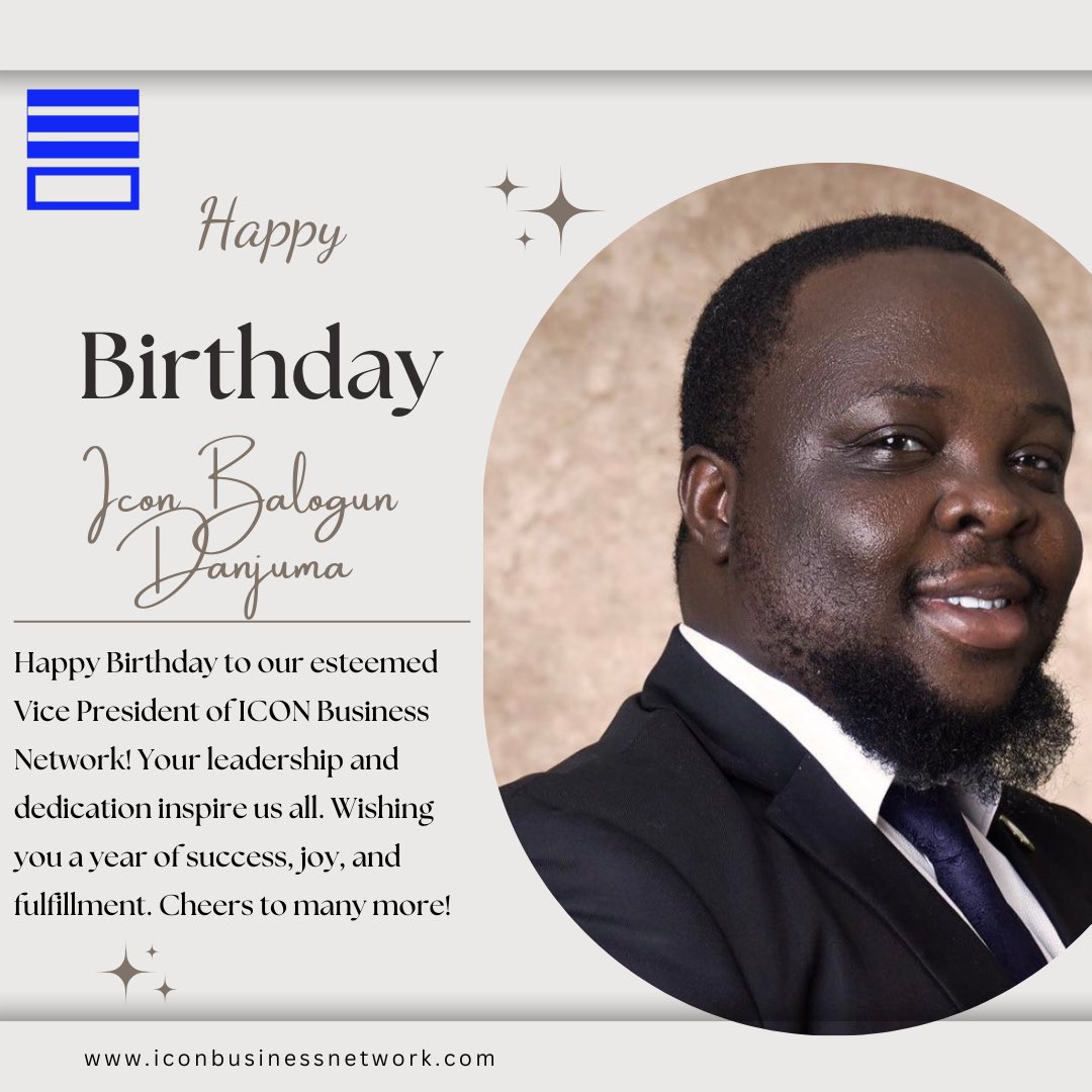 IconBizNetwork_'s tweet image. Happy Birthday to our esteemed Vice President of ICON Business Network! Your leadership, vision, and dedication inspire us all. Wishing you a year filled with success, joy, and fulfillment. Cheers to many more!

@Hon_Danjo 

#iconbusinessnetwork