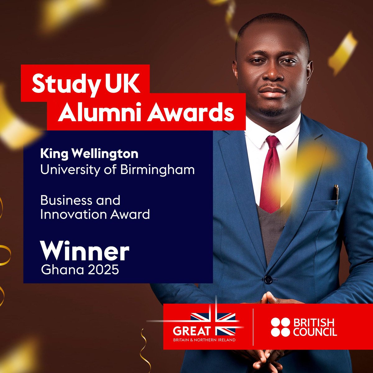 KingWellington_'s tweet image. On Friday, 21st February 2025, I received the Business and Innovation Award at the 2025 Study UK Alumni Awards organised by Study UK and the British Council. I thank God. It is an honour and I&apos;m humbled by this recognition.

Remember to be your best, do your best and don&apos;t stop.